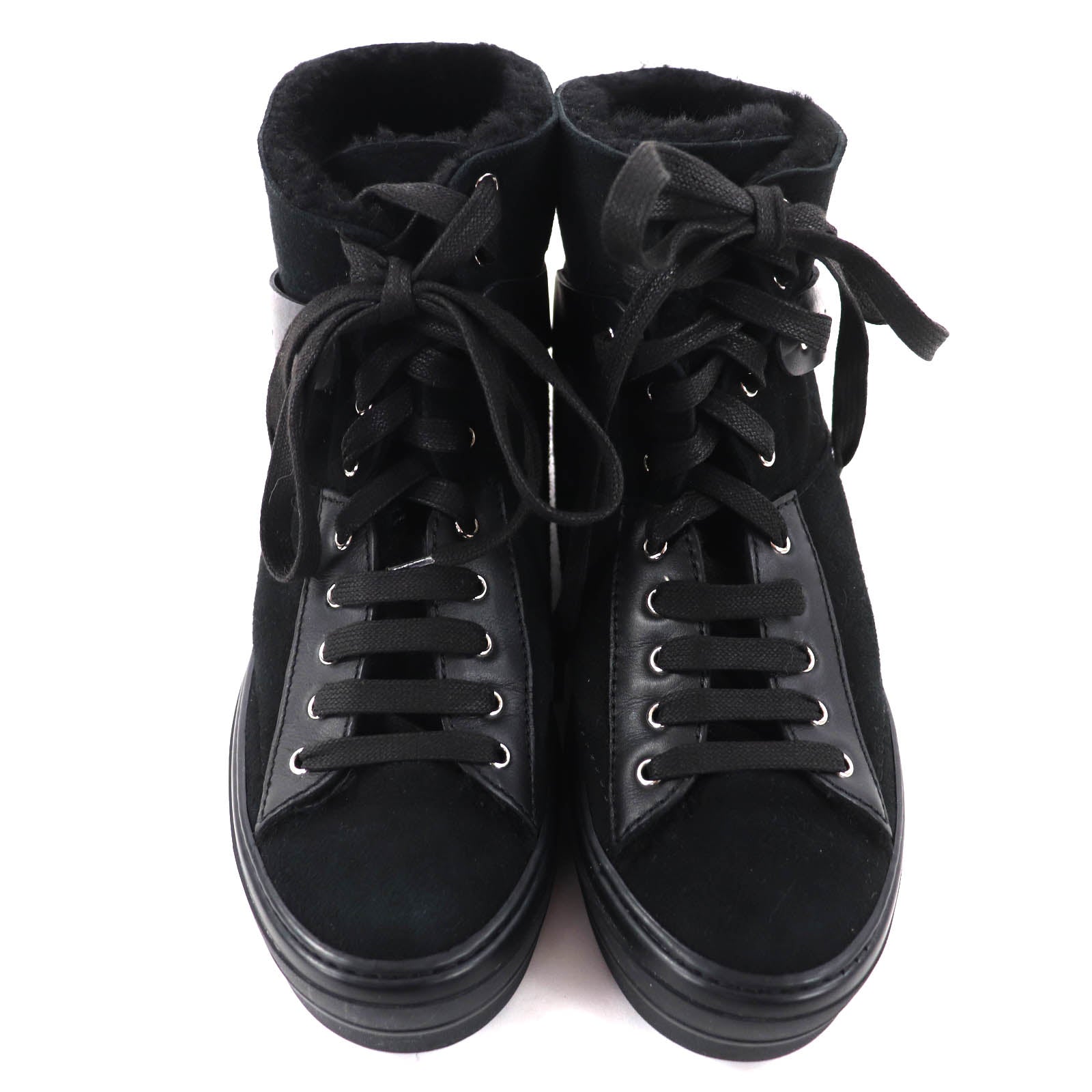 Excellent Salvatore Ferragamo High cut sneakers black leather