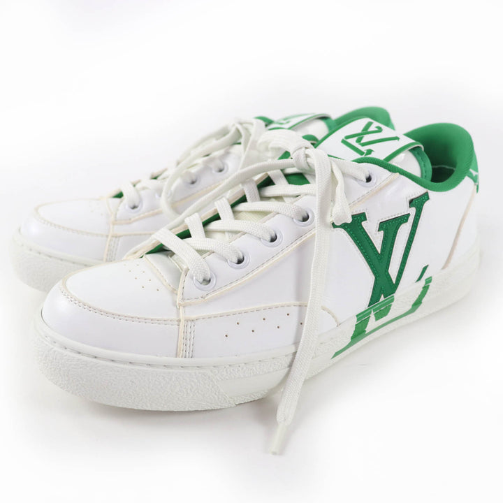 Great LOUIS VUITTON Low cut sneakers LV logo leather white leather Women 37