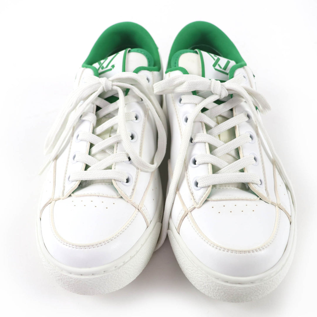 Great LOUIS VUITTON Low cut sneakers LV logo leather white leather Women 37