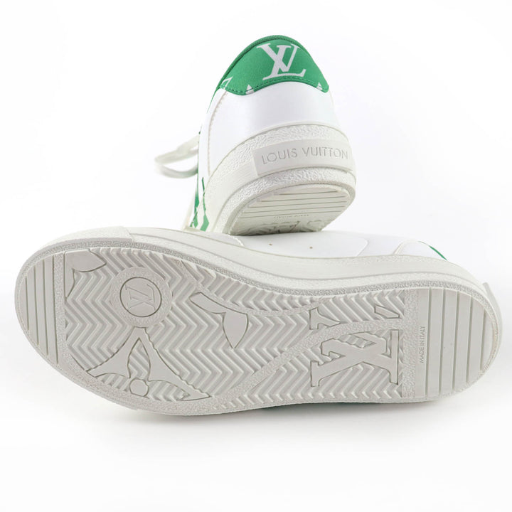 Great LOUIS VUITTON Low cut sneakers LV logo leather white leather Women 37