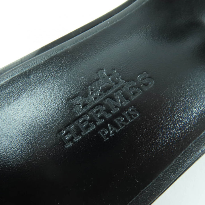 Pristine HERMES Sandals Santorini ankle strap leather black leather Women 35