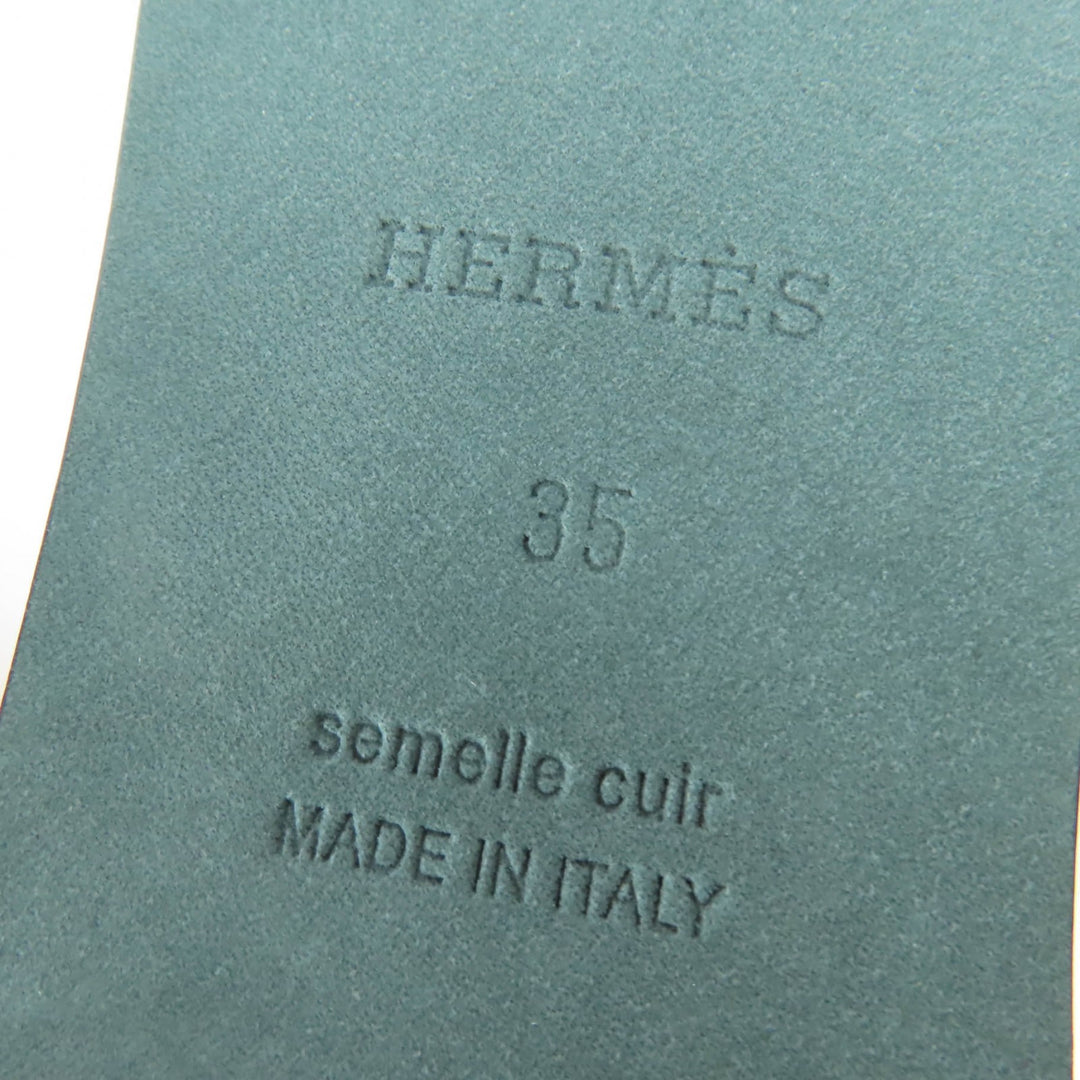 Pristine HERMES Sandals Santorini ankle strap leather black leather Women 35