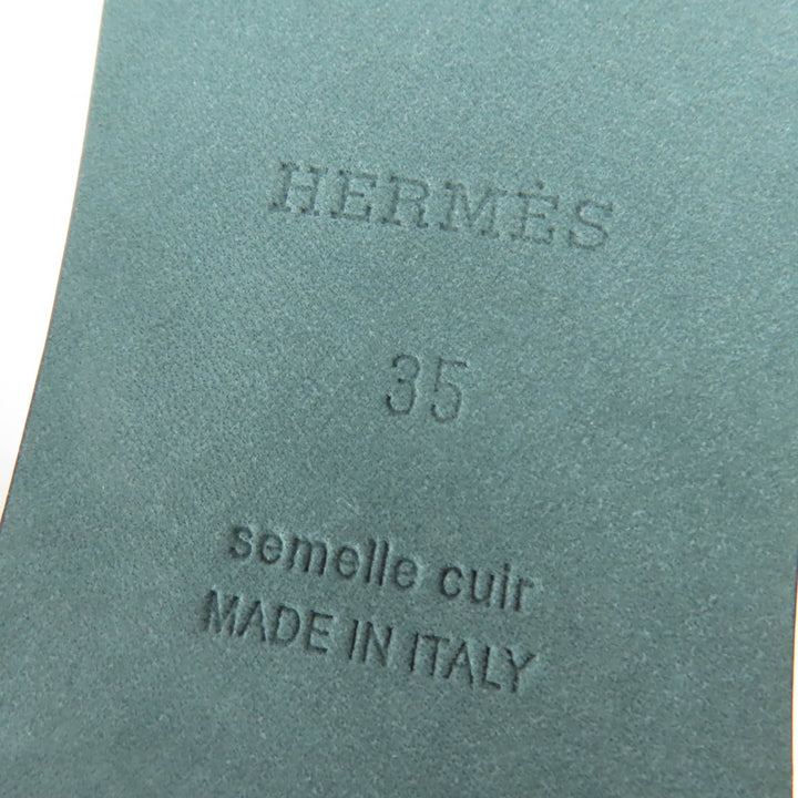 Pristine HERMES Sandals Santorini ankle strap leather black leather Women 35