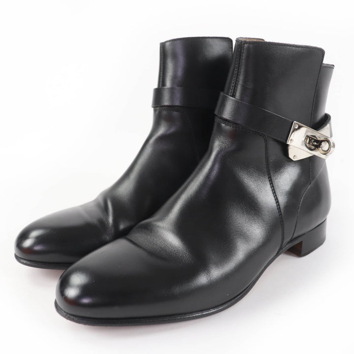 Great HERMES short boots Neo Kelly Buckle Leather black leather Women 36