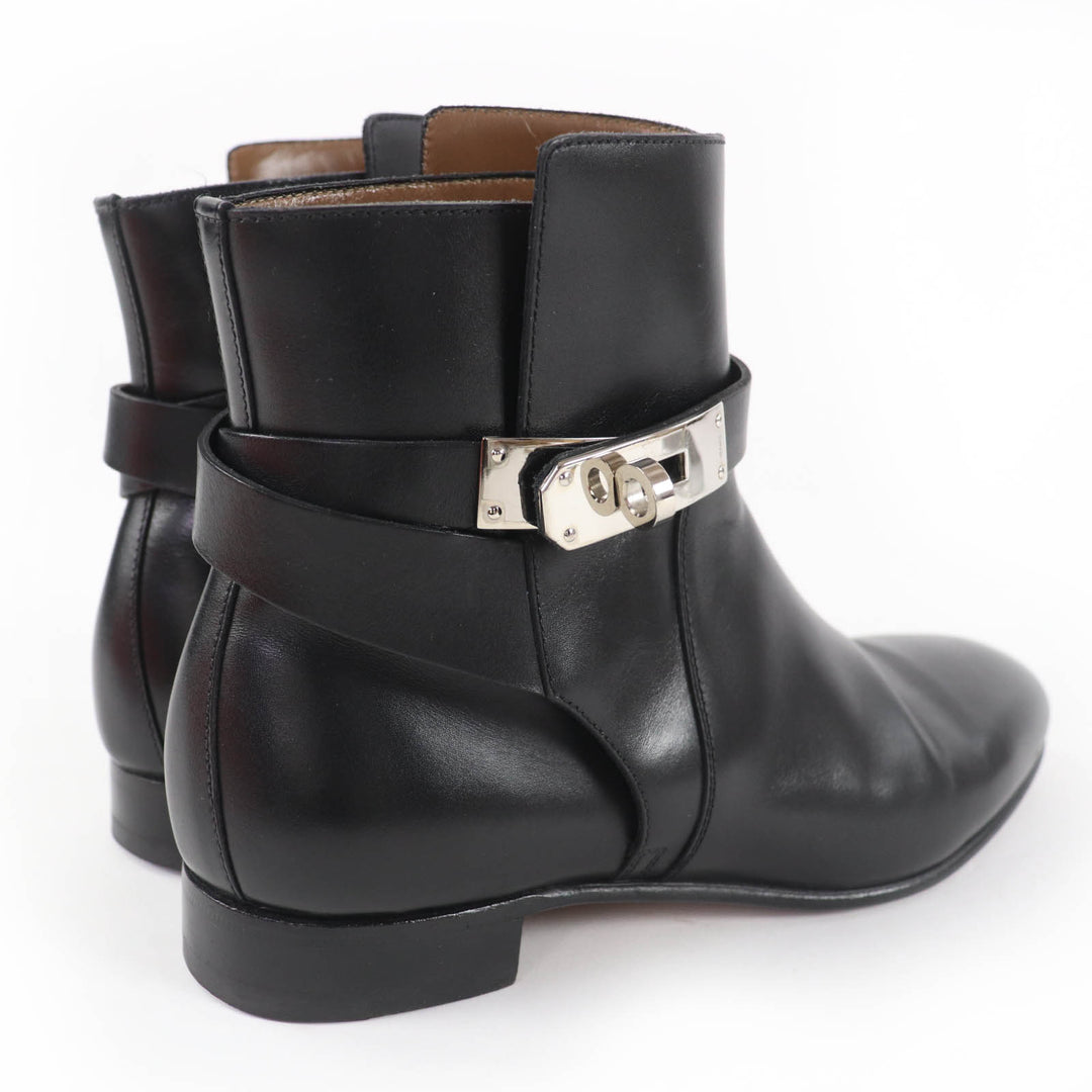 Great HERMES short boots Neo Kelly Buckle Leather black leather Women 36
