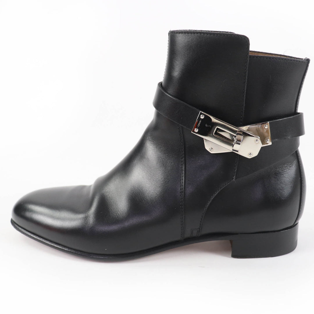 Great HERMES short boots Neo Kelly Buckle Leather black leather Women 36