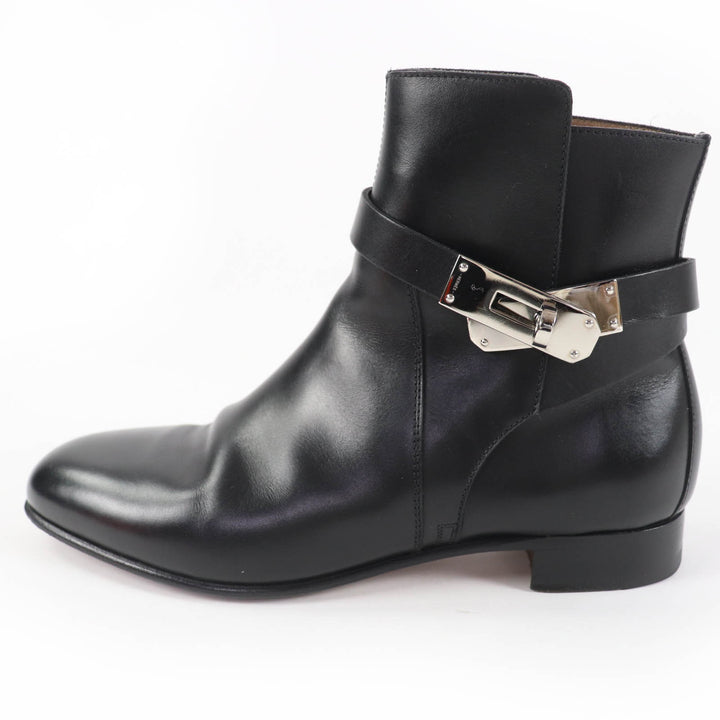 Great HERMES short boots Neo Kelly Buckle Leather black leather Women 36