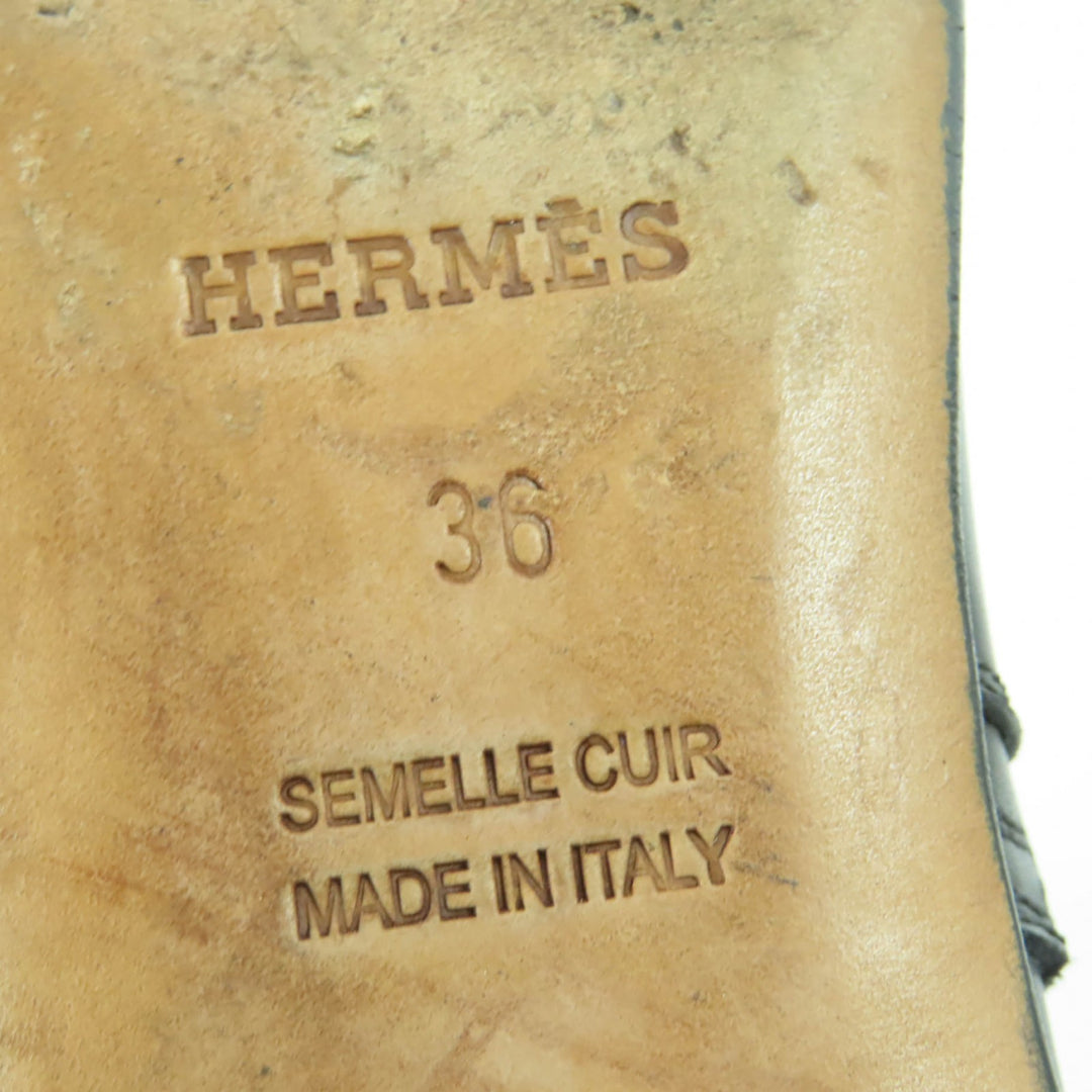 Great HERMES short boots Neo Kelly Buckle Leather black leather Women 36