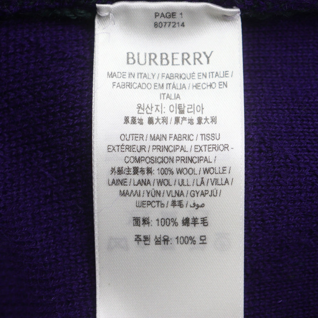 全新 BURBERRY 紫色羊毛男士毛衣 M 码 8077214