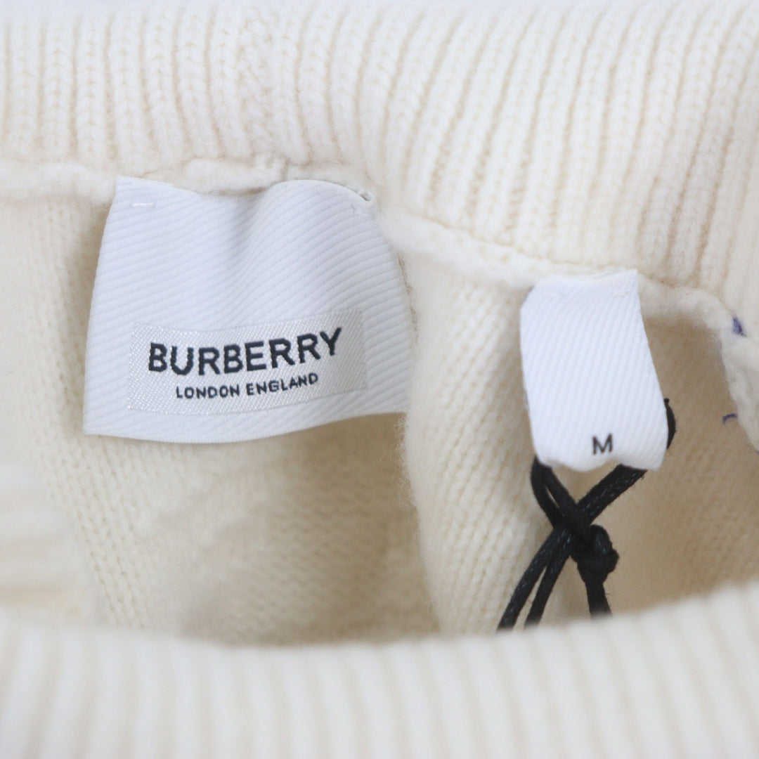 新品BURBERRY セーター ニット アイボリー ウール メンズ M 8072983