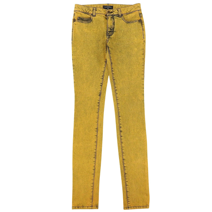Excellent CHANEL Denim pants Yellow cotton Women 34 P49877