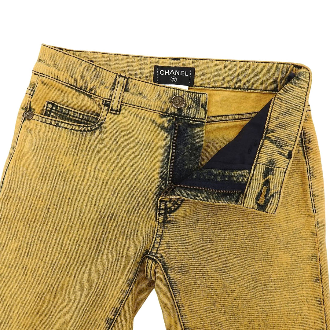 Excellent CHANEL Denim pants Yellow cotton Women 34 P49877