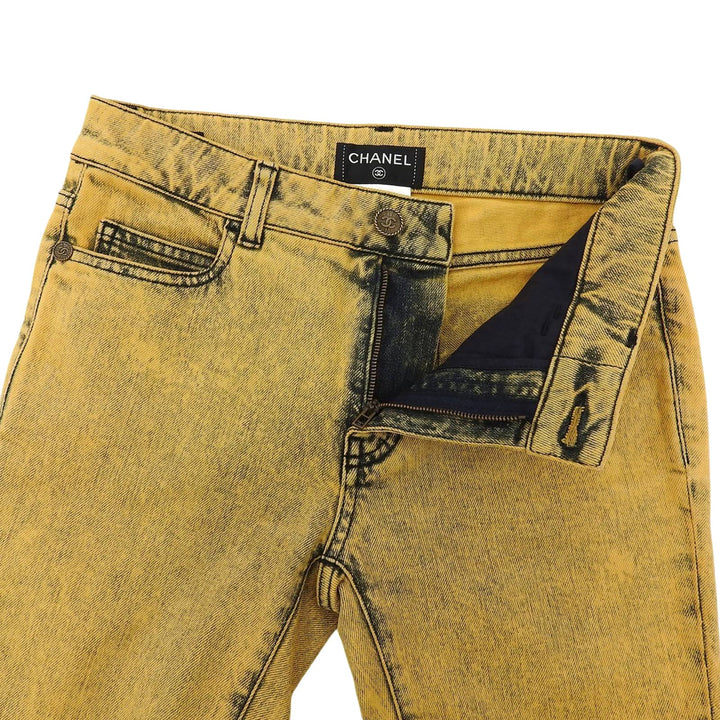Excellent CHANEL Denim pants Yellow cotton Women 34 P49877