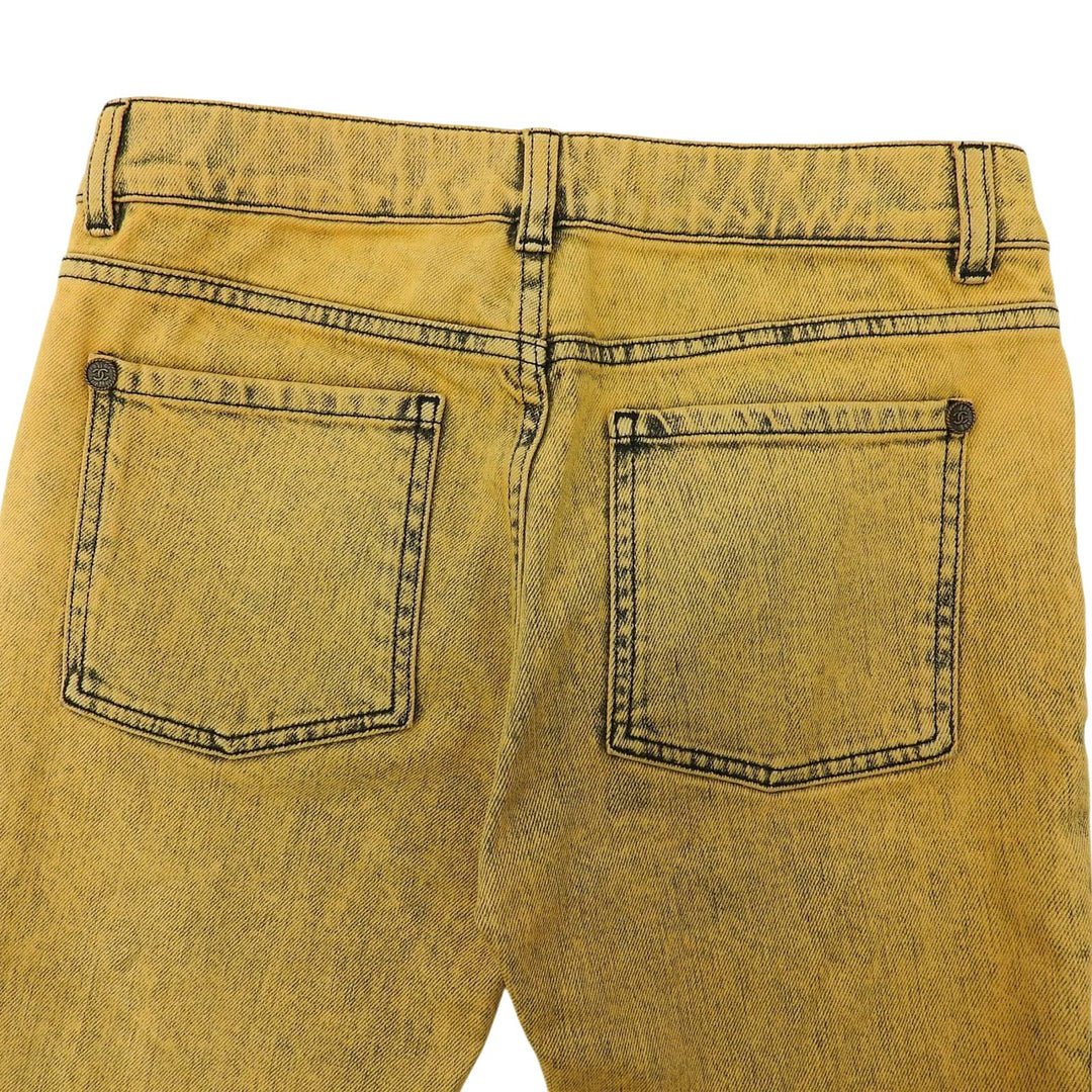 Excellent CHANEL Denim pants Yellow cotton Women 34 P49877