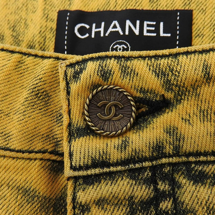 Excellent CHANEL Denim pants Yellow cotton Women 34 P49877
