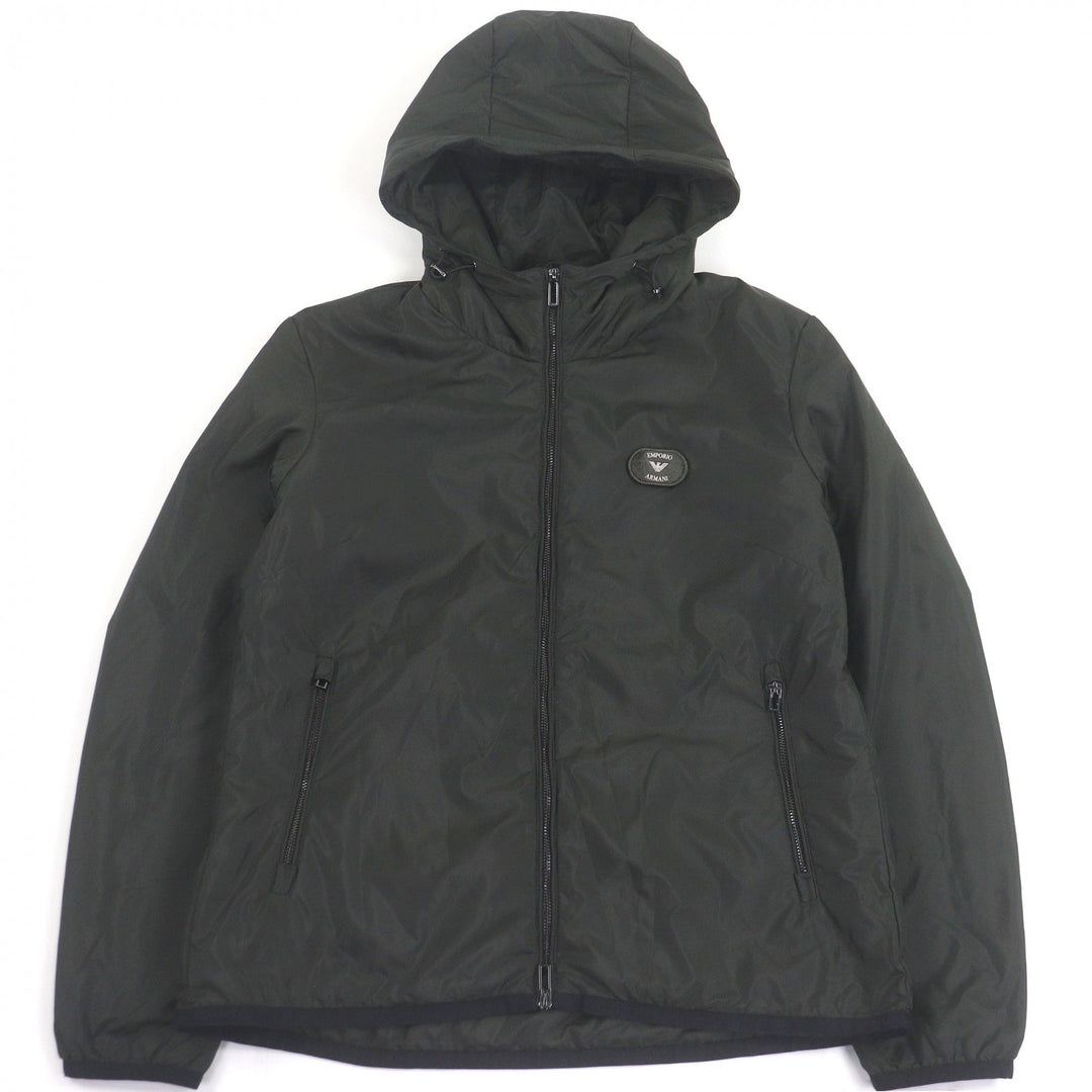 美品 EMPORIO ARMANI ブルゾン 黒タグ ロゴパッチ カーキ ポリエステル メンズ S