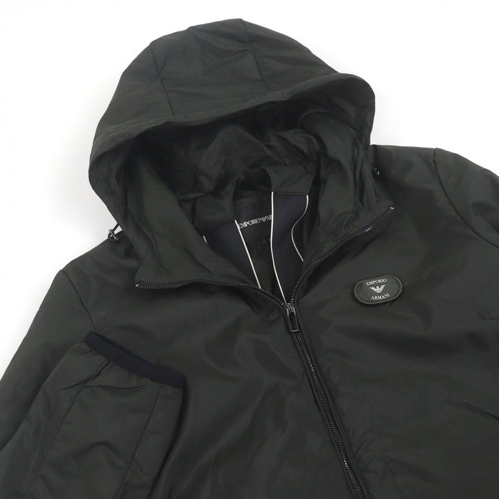 美品 EMPORIO ARMANI ブルゾン 黒タグ ロゴパッチ カーキ ポリエステル メンズ S