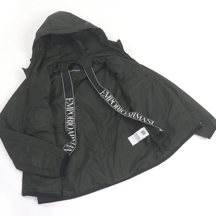 美品 EMPORIO ARMANI ブルゾン 黒タグ ロゴパッチ カーキ ポリエステル メンズ S