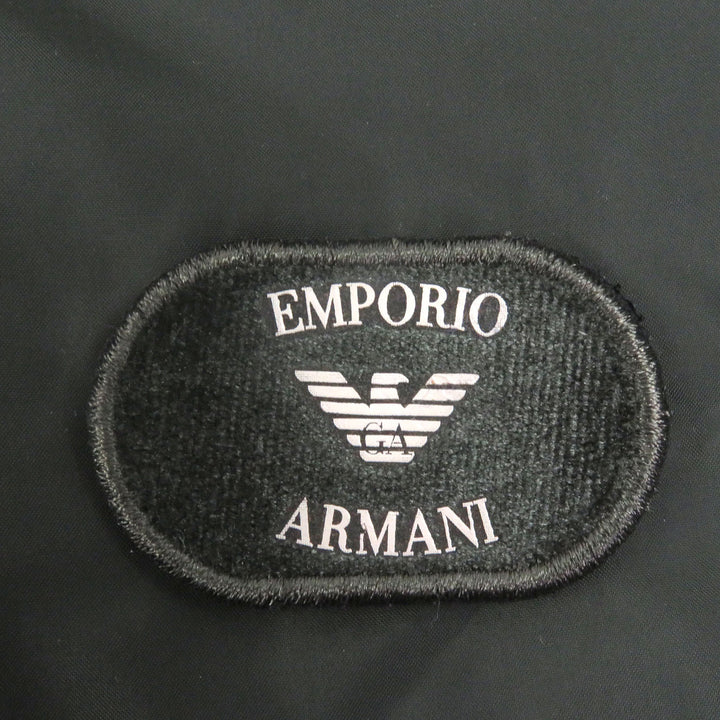 美品 EMPORIO ARMANI ブルゾン 黒タグ ロゴパッチ カーキ ポリエステル メンズ S