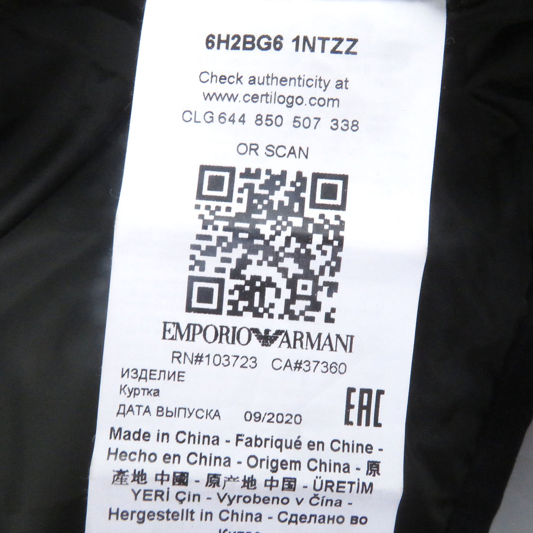 美品 EMPORIO ARMANI ブルゾン 黒タグ ロゴパッチ カーキ ポリエステル メンズ S