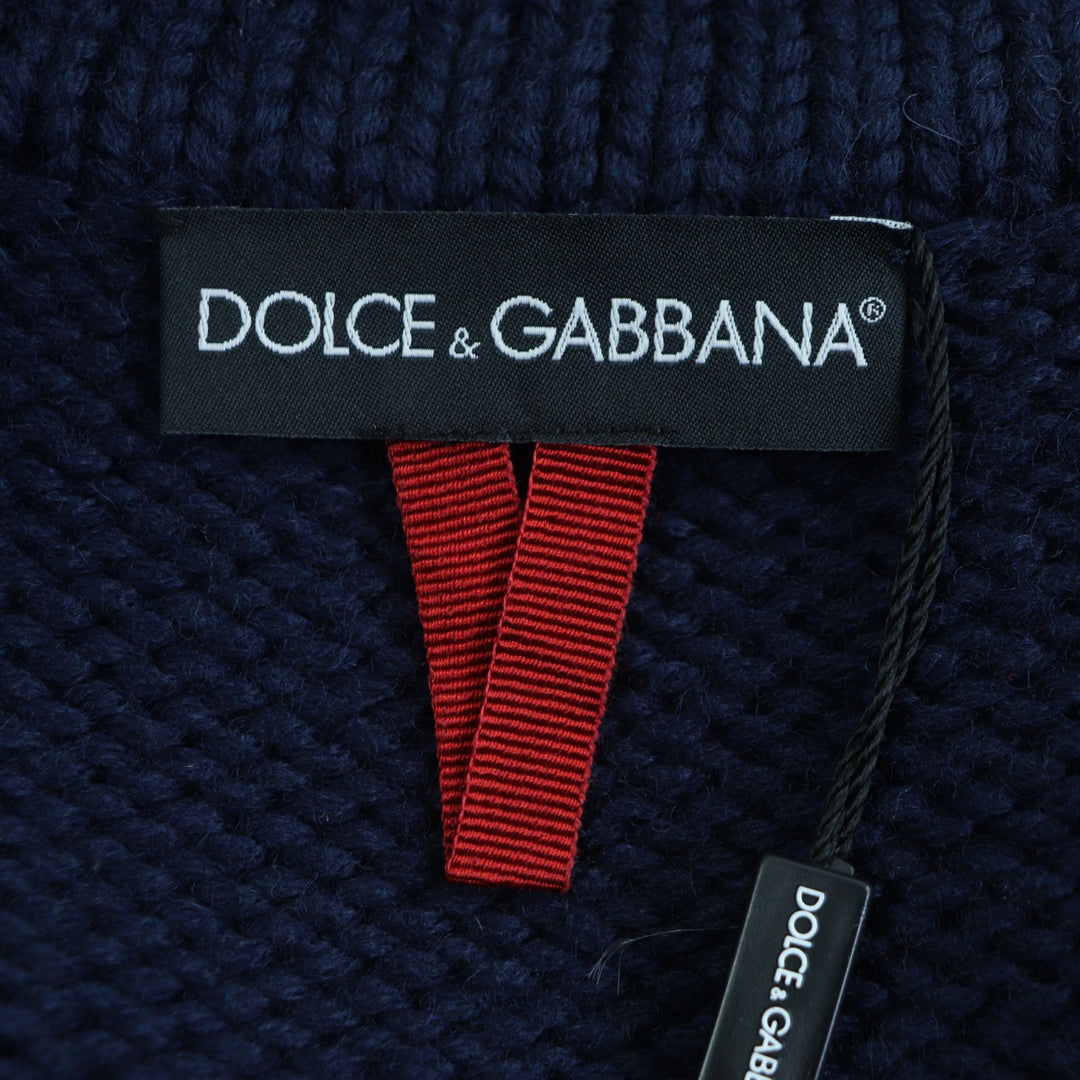 美品 DOLCE&amp;GABBANA ドルチェ&amp;ガッバーナ ブルゾン ネイビー ウール メンズ 44
