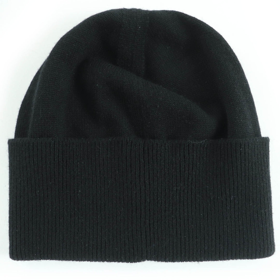 Great CHANEL Knit cap COCO Mark Beanie black cashmere Women AA9335