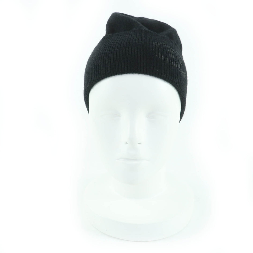 Great CHANEL Knit cap COCO Mark Beanie black cashmere Women AA9335