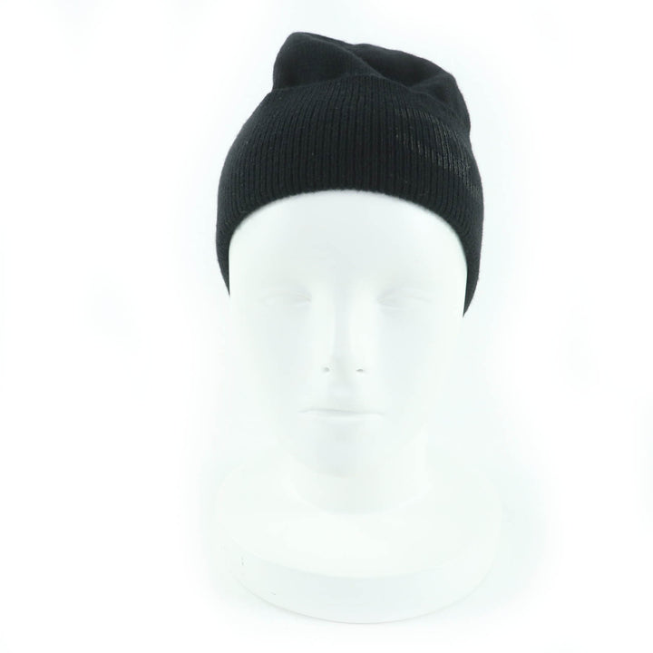 Great CHANEL Knit cap COCO Mark Beanie black cashmere Women AA9335