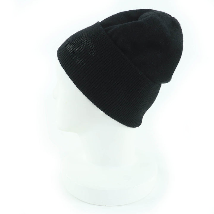 Great CHANEL Knit cap COCO Mark Beanie black cashmere Women AA9335