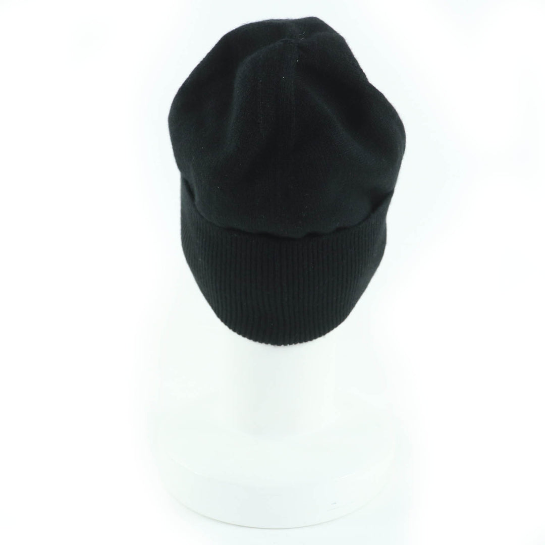 Great CHANEL Knit cap COCO Mark Beanie black cashmere Women AA9335