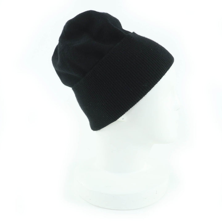 Great CHANEL Knit cap COCO Mark Beanie black cashmere Women AA9335