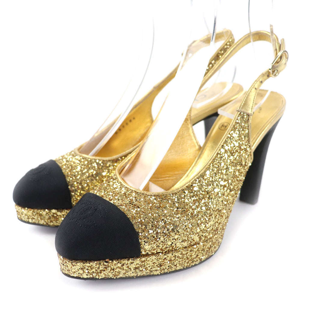 Very Good CHANEL pumps gold Women 36.5 G37586