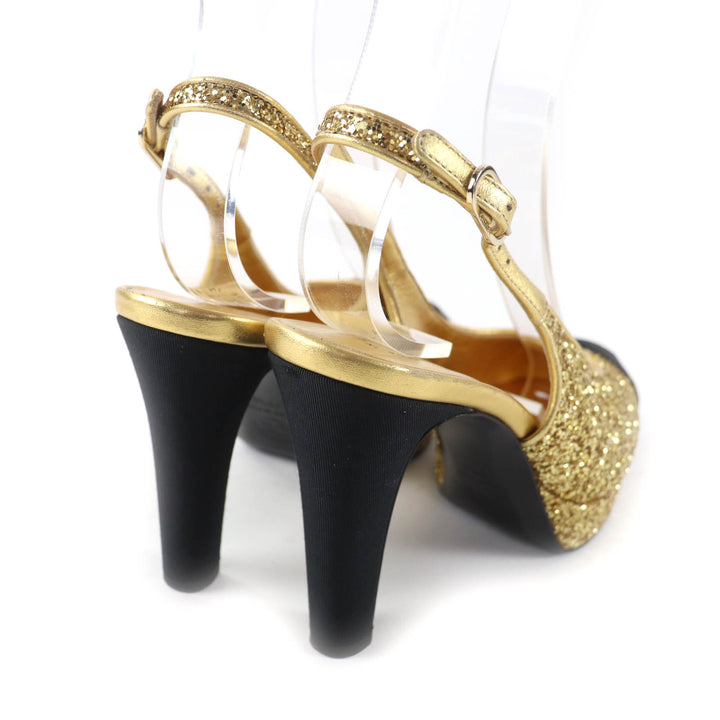 Very Good CHANEL pumps gold Women 36.5 G37586