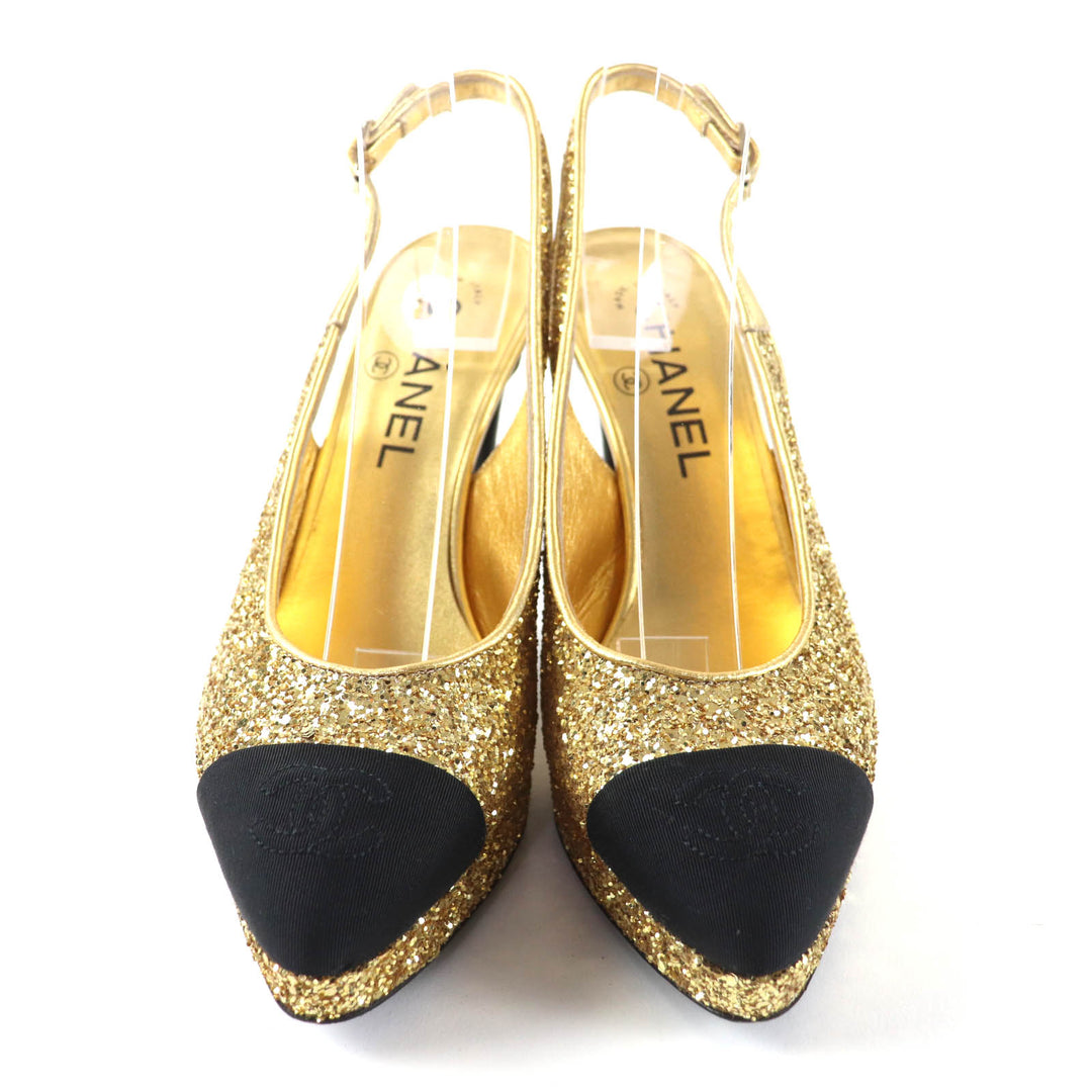 Very Good CHANEL pumps gold Women 36.5 G37586