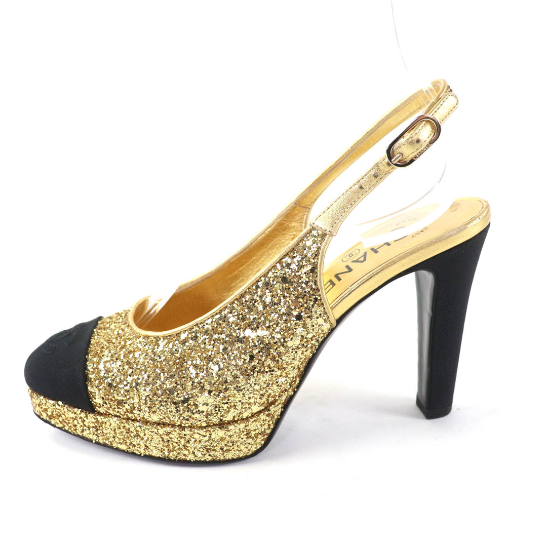 Very Good CHANEL pumps gold Women 36.5 G37586