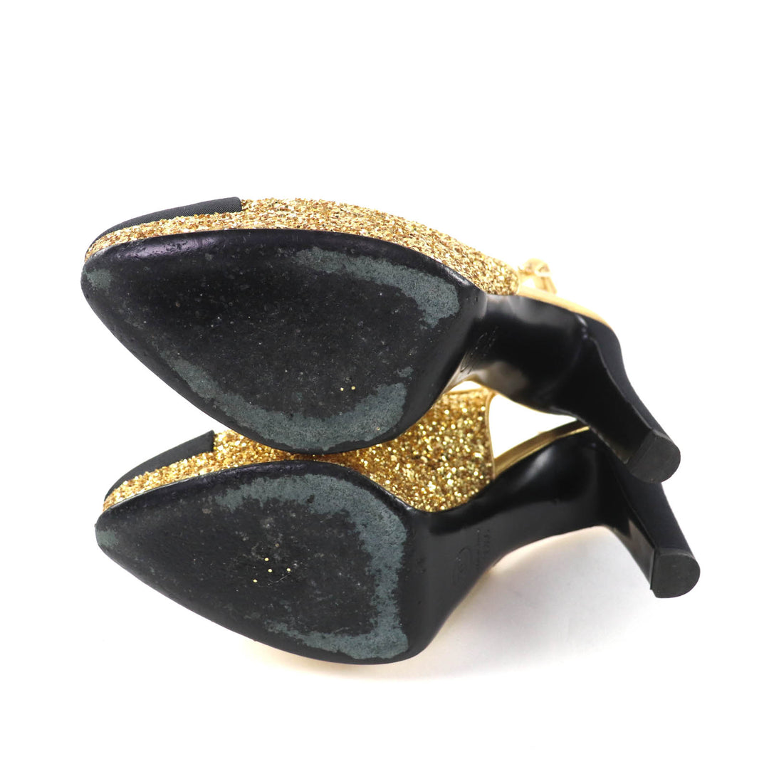 Very Good CHANEL pumps gold Women 36.5 G37586