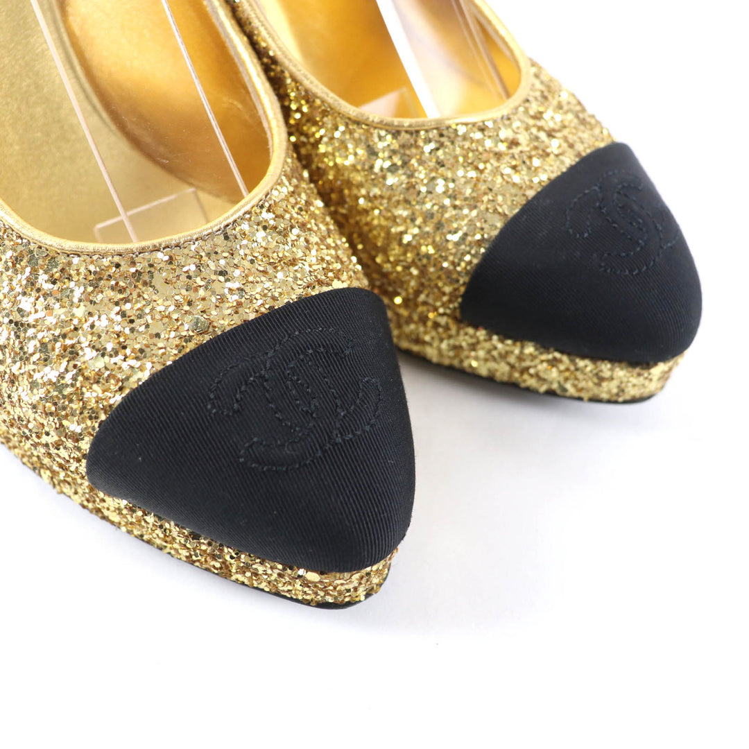 Very Good CHANEL pumps gold Women 36.5 G37586