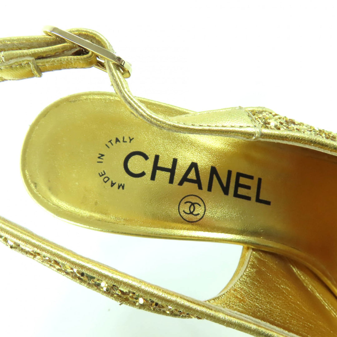 Very Good CHANEL pumps gold Women 36.5 G37586