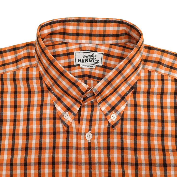 Excellent HERMES Long sleeve shirt Orange cotton mens 42