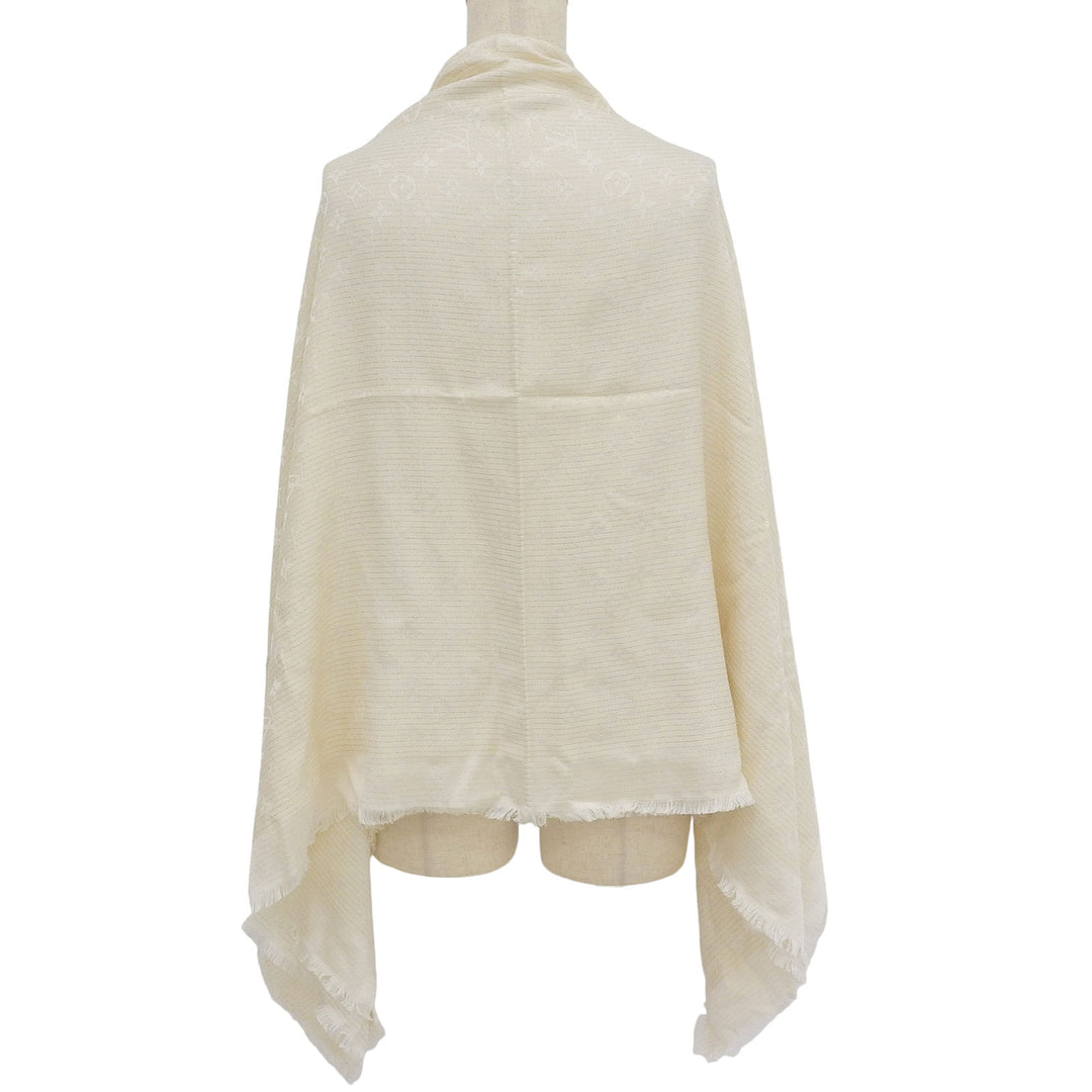 Excellent LOUIS VUITTON shawl off white silk Women M71546