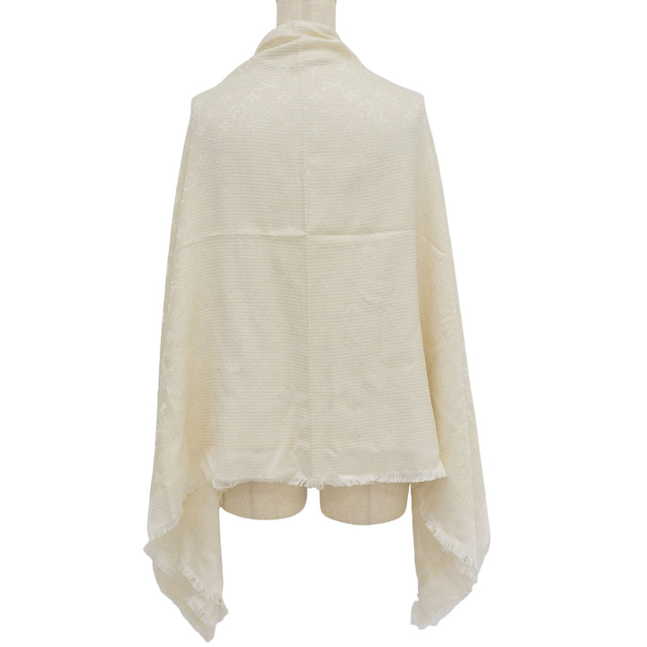 Excellent LOUIS VUITTON shawl off white silk Women M71546