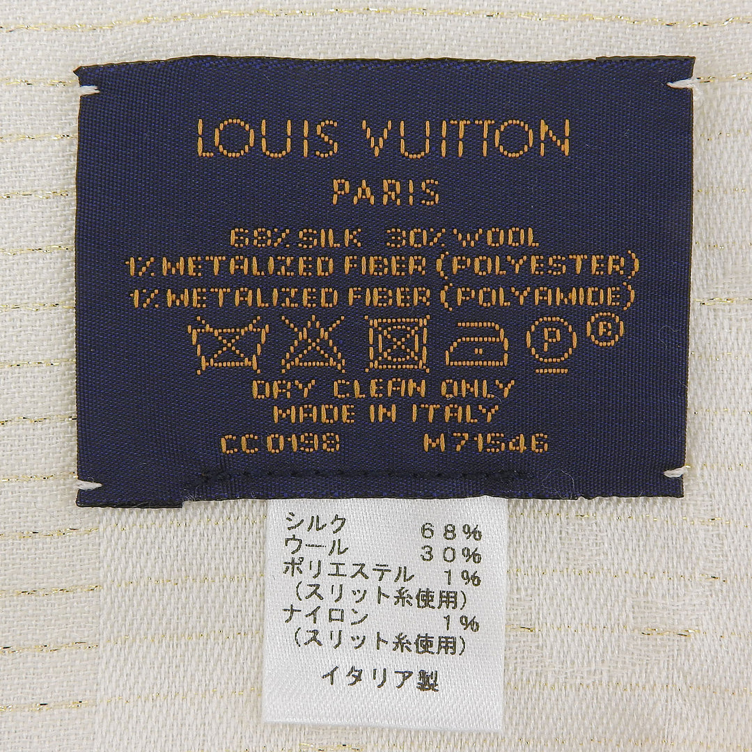 Excellent LOUIS VUITTON shawl off white silk Women M71546