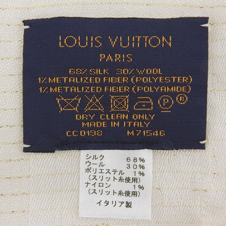 Excellent LOUIS VUITTON shawl off white silk Women M71546