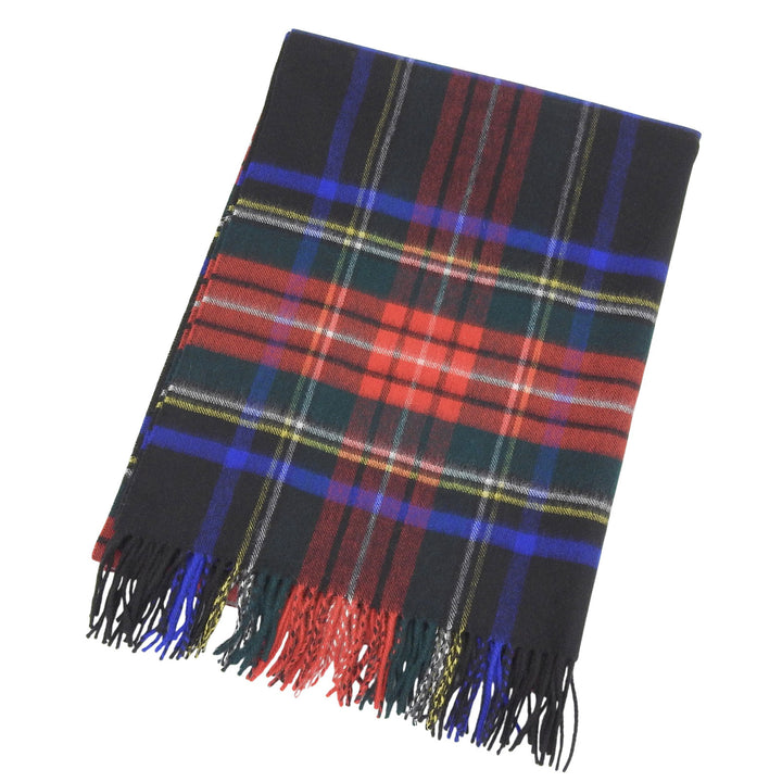 Pristine Johnstons of Elgin Scarf Check Pattern with fringe Multi cashmere Women