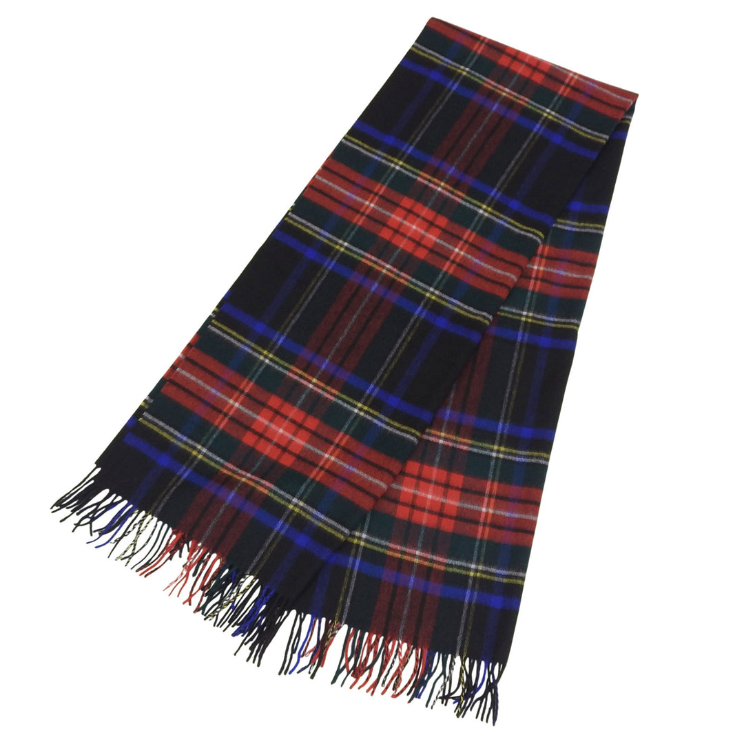 Pristine Johnstons of Elgin Scarf Check Pattern with fringe Multi cashmere Women