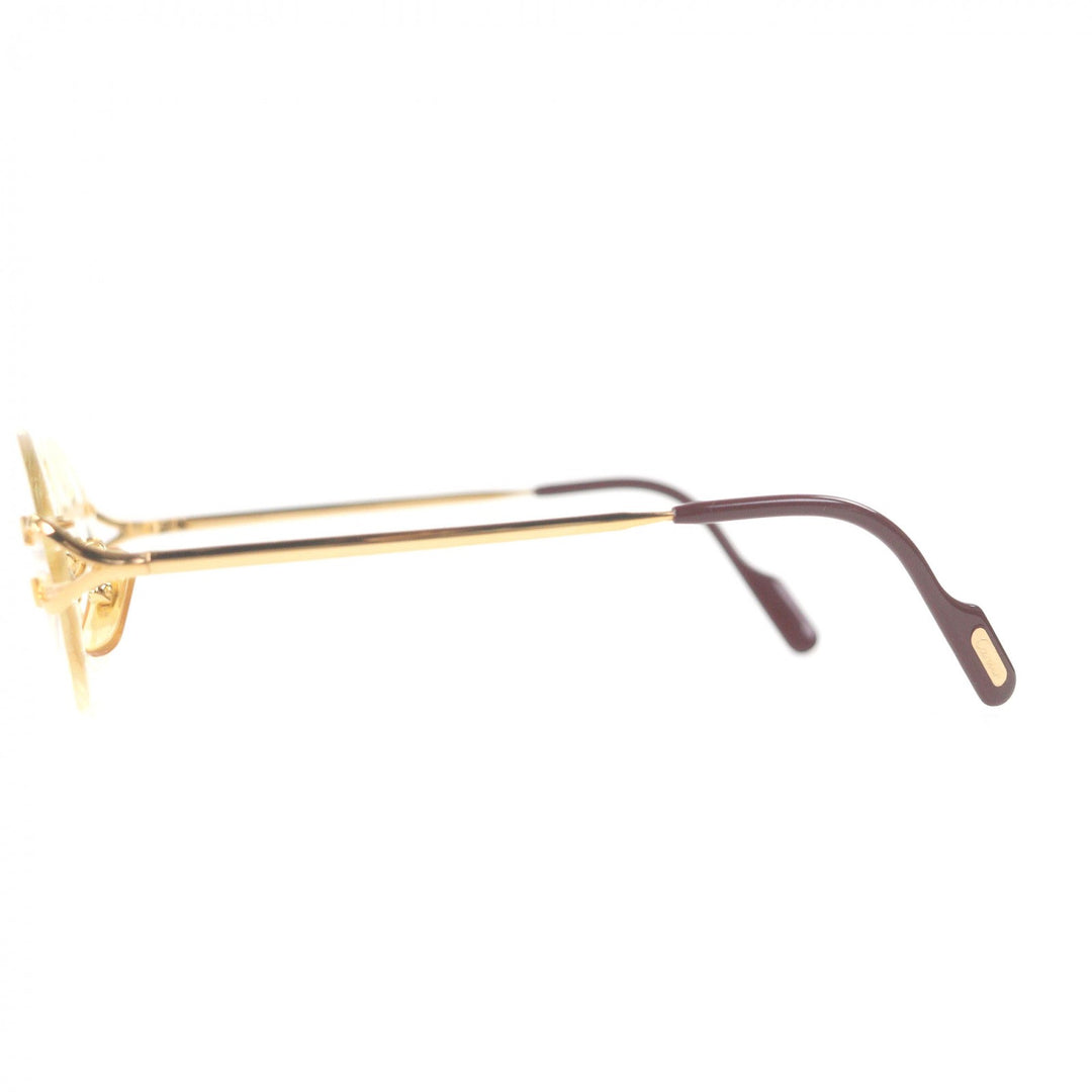 Great Cartier Glasses C logo oval lens two-point rimless gold