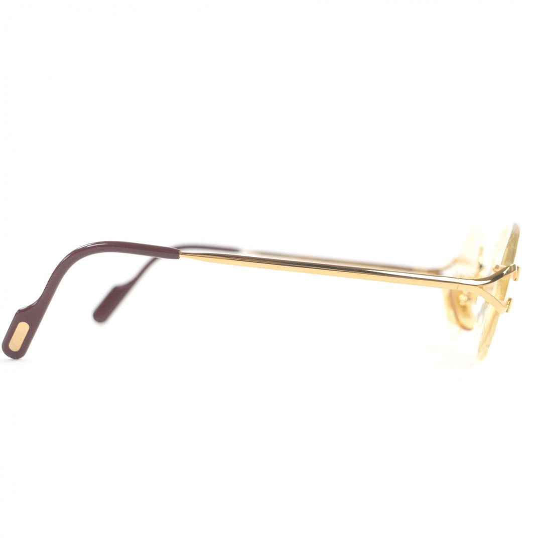Great Cartier Glasses C logo oval lens two-point rimless gold