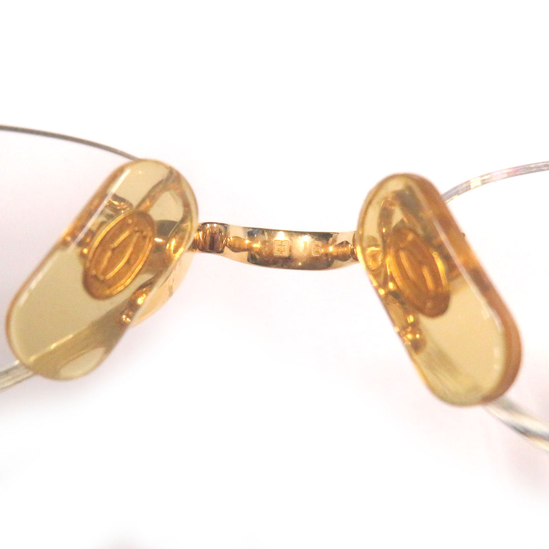 Great Cartier Glasses C logo oval lens two-point rimless gold