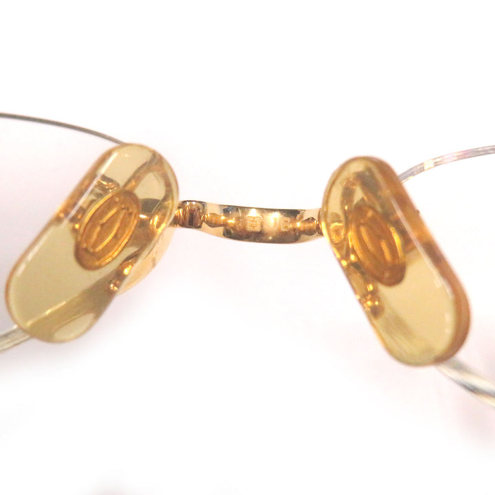 Great Cartier Glasses C logo oval lens two-point rimless gold