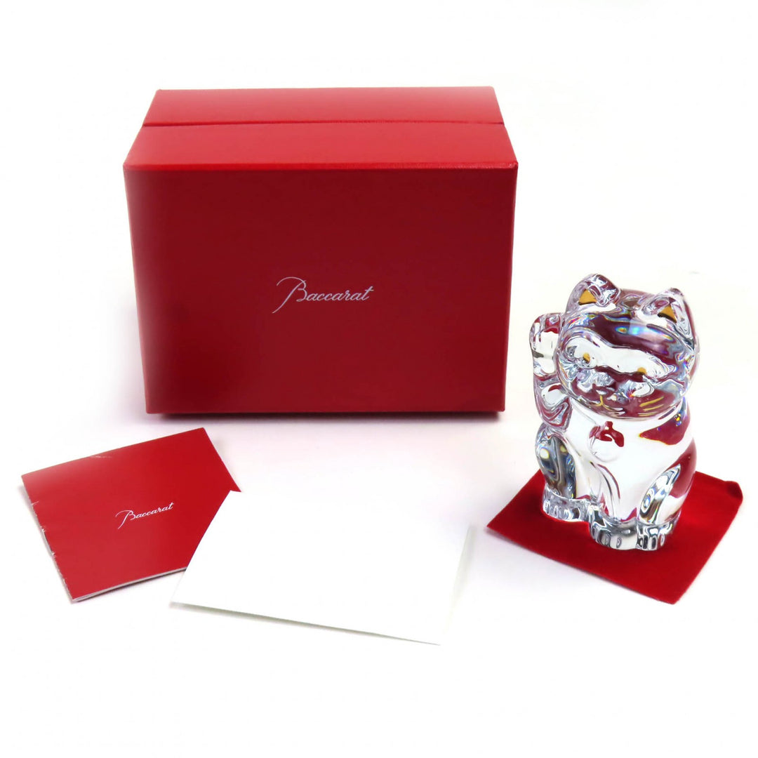 Excellent Baccarat object Lucky Cat clear crystal Women